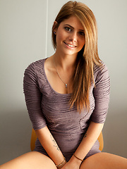Hailey Leigh sitting on chair and showing her sexual body